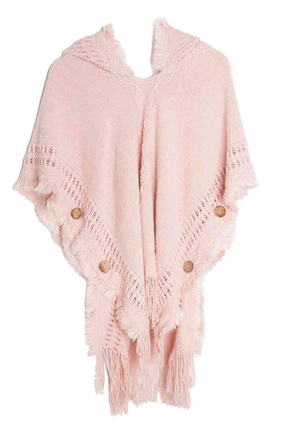 Fringe Hem Hooded Poncho