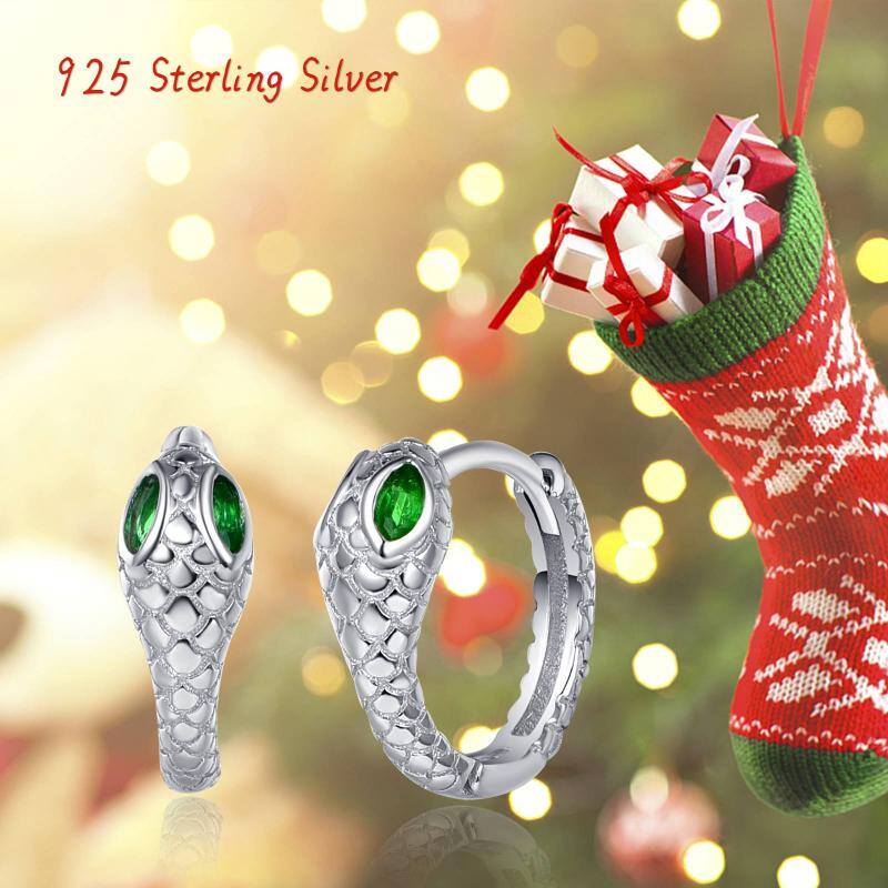 925 Sterling Silver Huggie Hoops Snake Hypoallergenic Earrings for Sensitive Ears