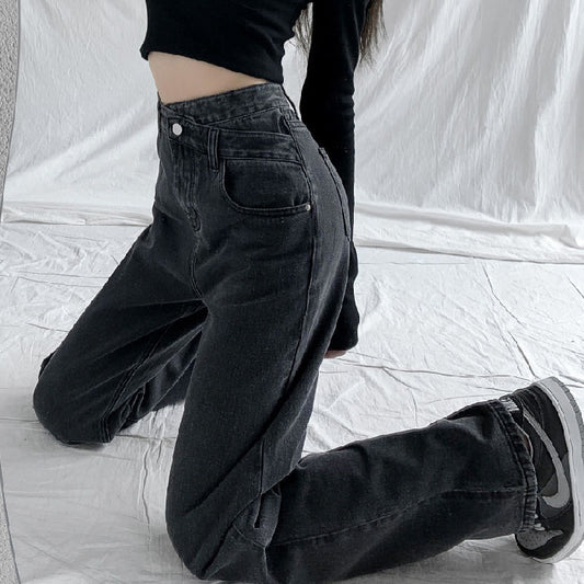 Jeans Women's Retro Loose High Waist Slim Mopping Pants