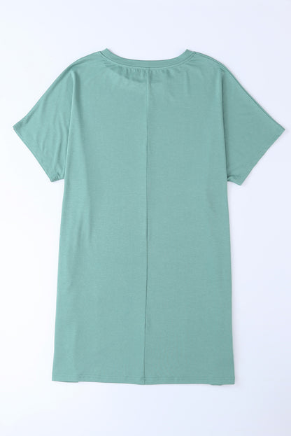 Round Neck Short Sleeve Tunic Tee
