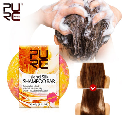 PURC Organic Island Silk Shampoo Bar Handmade Cold Processed Dry Shampoo Soap Soild Portable Shampoo Bar Hair Care Products