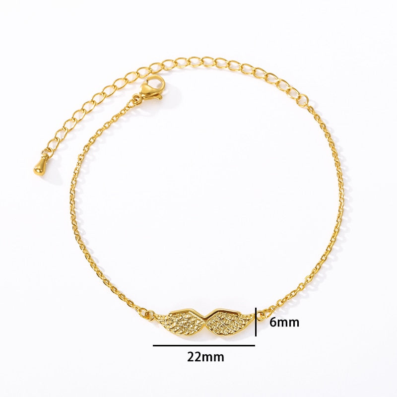 Stainless Steel Angel Wings Bracelets For Women bijoux Vintage Gothic BFF Bracelet Female Gold Color Pulsera Mujer Jewelry