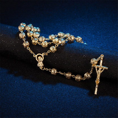New Cross Necklace Crucifix Jesus Christian Virgin Mary Piece Pendant Gold Color Alloy Men Chain Catholic Jewelry Gift Wholesale