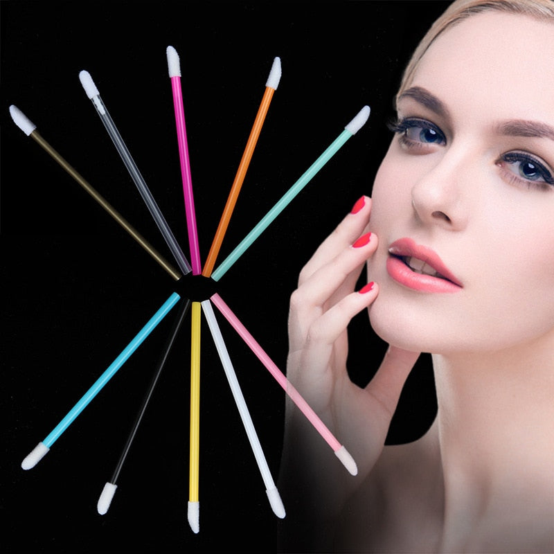 50 pcs Disposable hollow lip brush Soft Lipstick Mascara Wands Applicators Eyelash Cleaner Cosmetic brushes women Make Up Tools