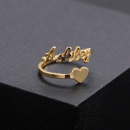 MYDIY Custom Double Name Rings Stainless Steel Adjustable Personlized Women Rings Unique Jewelry Wedding Rings Girl Gift