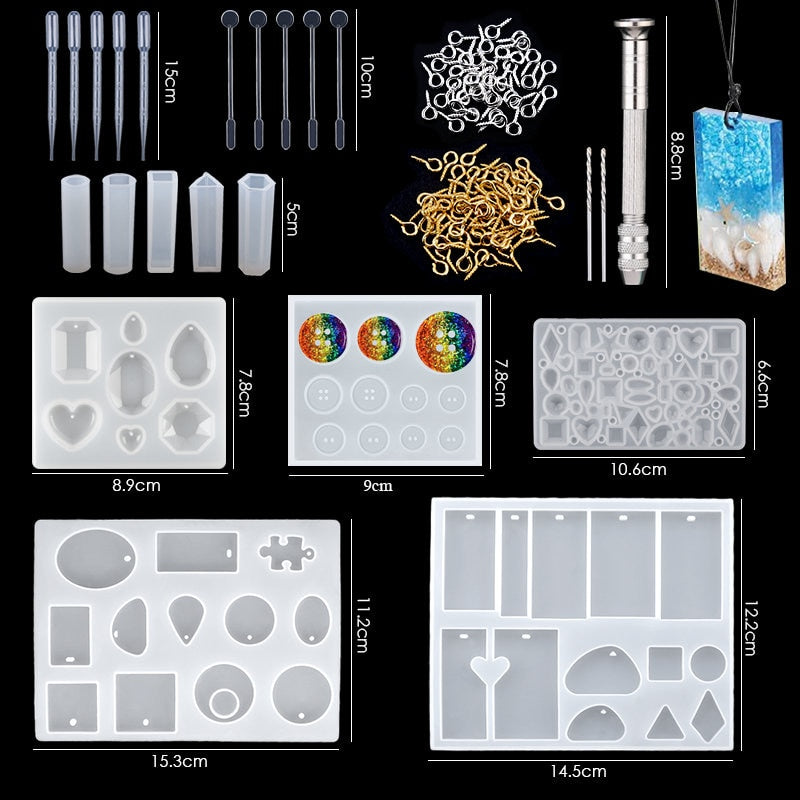 Mixed Style Jewelry Epoxy Resin Molds Set Silicone Mold UV Casting Tools Clay Resin Jewelry Casting Molds For Jewelry Making DIY