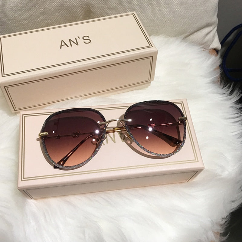 Diamond Sunglasses Female Brand Design Imitation Rhinestones Gradient Lens UV400 Pilot Sun Glasses Women Shades S316