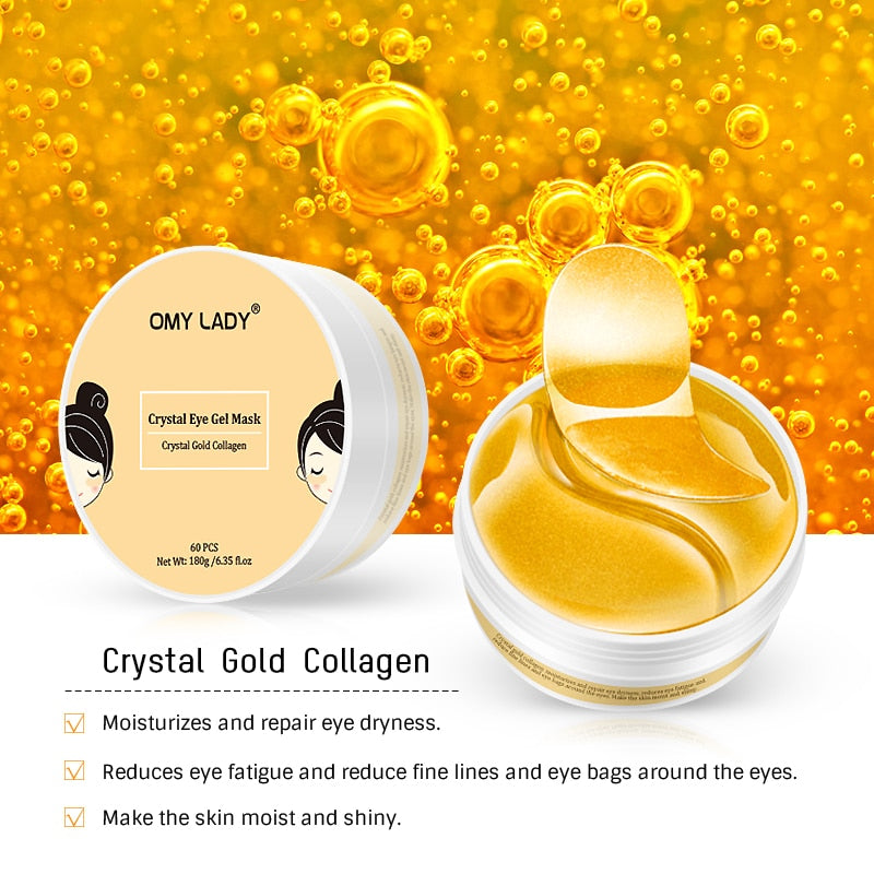 OMY LADY Crystal Gold Collagen Eye Mask Collagen Against Wrinkles Dark Circles Care Eyes Bags Pads Ageless Gel Patches 60PCS
