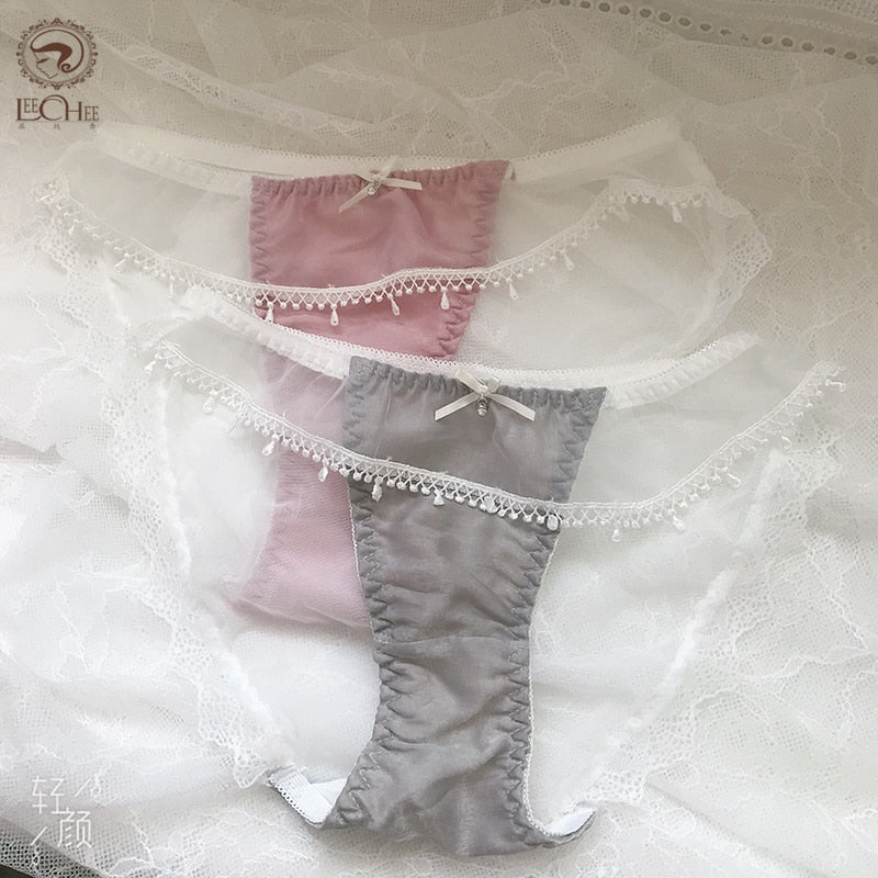 Cute Japanese Panties Women Sexy Lace Panties Pink Panties MeshTransparent Underwear Women BriefsLingerie Ropa Interior Femenina