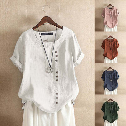 Elegant Cotton Tops Women's Summer Blouse 2022 ZANZEA Casual Long Sleeve Shirts Female O Neck Button Blusas  Tunic