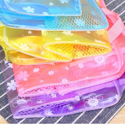 Waterproof Women Swimming Bags Floral Print Transparent Makeup Cosmetic Bag Zipper Traveling Toiletry Bathing Storage Pouch