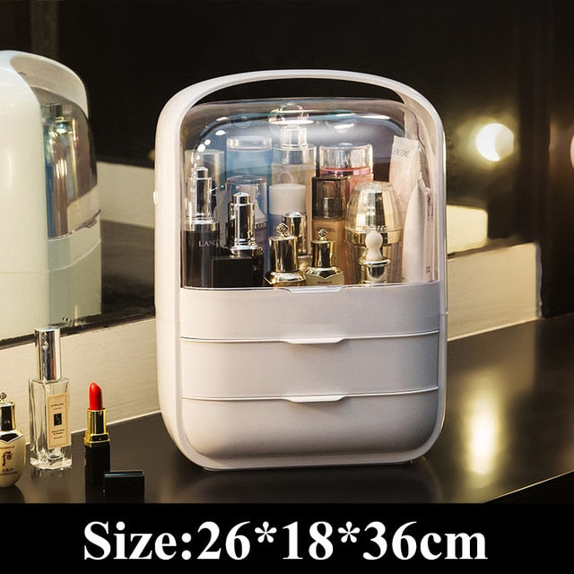 Large Capacity Makeup Organizer Cosmetic Storage Box Drawer Type Desktop Finishing Rack Dustproof Lipstick Beauty Mask Case