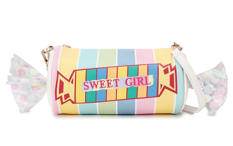 Sweet Candy Design Shoulder Bag Color Stripe Pu Women Clutch Bag Embroidered Letters Casual Crossbody  Bag Female Pouch 2021