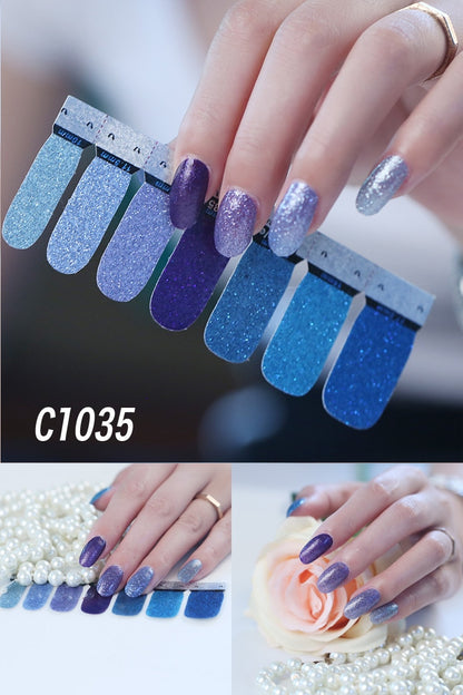 Fashion Nail Art Decorations - 14 tips. Colorful Self-adhesive Stickers