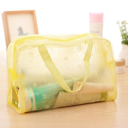 Waterproof Women Swimming Bags Floral Print Transparent Makeup Cosmetic Bag Zipper Traveling Toiletry Bathing Storage Pouch