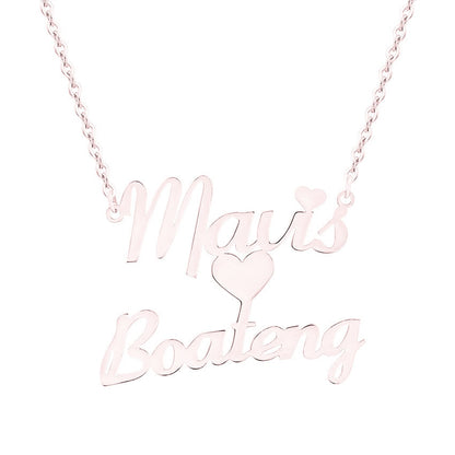 Personalized Custom Double Names Necklace Customized Love Heart Chokers Necklaces Handwriting Nameplate Couple Jewelry Gift BFF