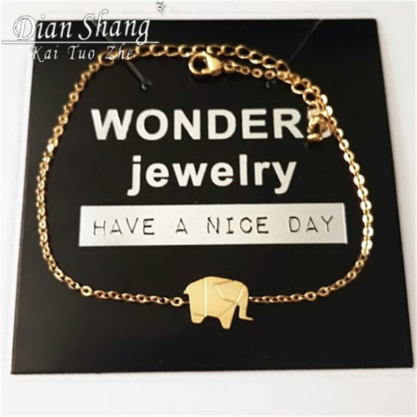Charms Bracelet Femme Stainless Steel Women Dainty Jewelry Lucky Origami Elephant Bracelets Friendship Gifts BFF
