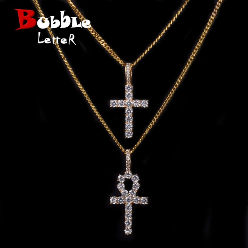Ankh Cross Jewelry Set Gold Color Copper Material Men&#39;s Women&#39;s  Hip Hop Jewelry Necklace