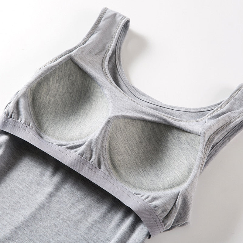 Women&#39;s Summer 2019 New Tank Tops Shirt Modal Underwear Plus Size Female T-shirt Camisole Blouse Built In Bra
