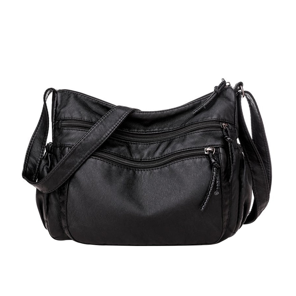 Popular Simple Female Daily Crossbody Bag Fashion Multi-pocket Crossbody Shoulder Bag Mummy Leather Shopping Bag Purse Ladies