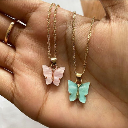 Cute Butterfly Necklaces For Women Acrylic Color Clavicle Choker Necklaces 2021 Fashion Boho Jewelry Collares Bijoux Femme
