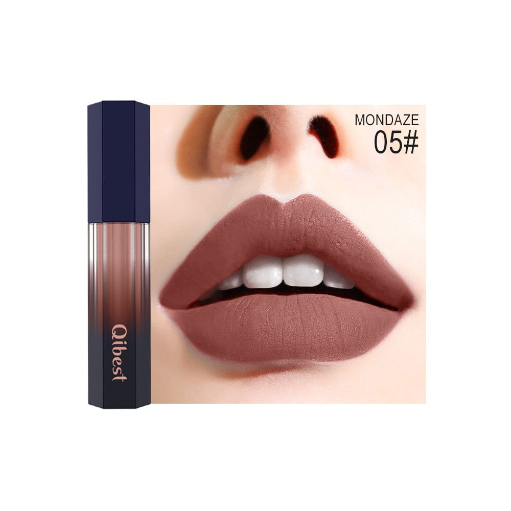 QIBEST Lip Gloss Makeup Moisturizer Waterproof 12 Colors Makeup Lipstick Long Lasting Liquid Lipstick Lip Tint Cosmetics TLSM2