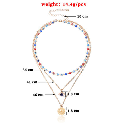 Vintage Evil Eyes Necklace For Women Bohemian Multilayer Devil Choker Pendant Necklaces Charm Collar Beads Party Jewelry Gift