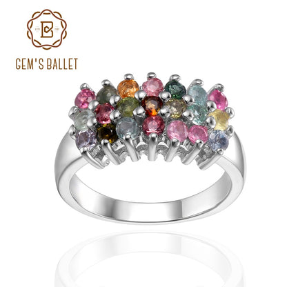 GEM'S BALLET 925 Sterling Silver Gemstone Band Rings Natural Tourmaline Engagement & Wedding Ring For Women Fine Jewelry 2023 NEW