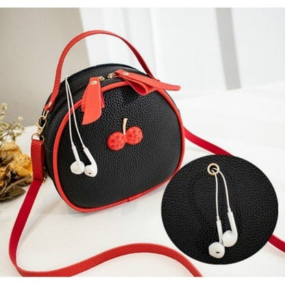 New Ladies Lychee Pattern Hit Color Cherry Small Backpack Simple Cherry Messenger Shoulder Bag Mini Handbag