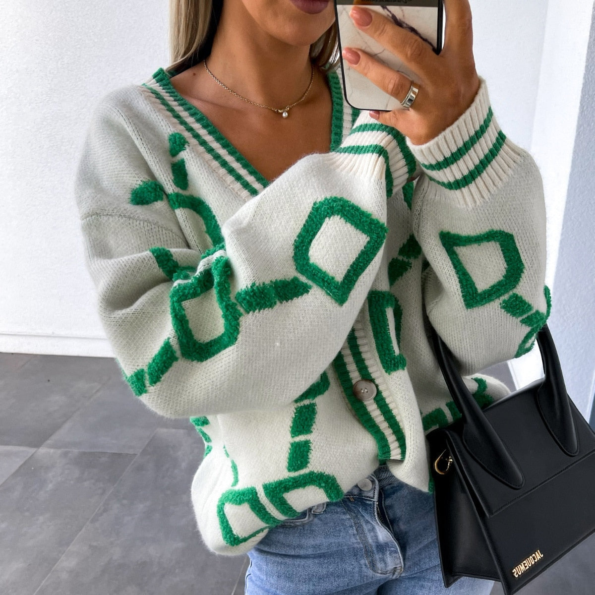 Cryptographic Autumn Winter Knitted Button Up Loose Cardigan Sweater Women Long Sleeve Tops Oversized Sweaters Warm Sueters Coat