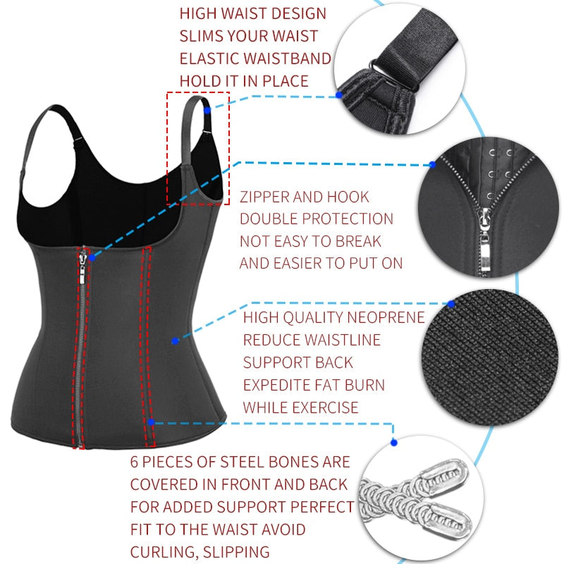 Body Shapes Neoprene Sauna Sweat Vest Waist Trainer Slimming Trimmer Fitness Corset Workout Thermo Modelling Strap Shapewear