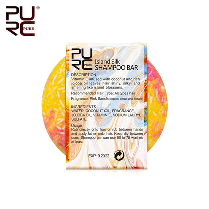 PURC Organic Island Silk Shampoo Bar Handmade Cold Processed Dry Shampoo Soap Soild Portable Shampoo Bar Hair Care Products