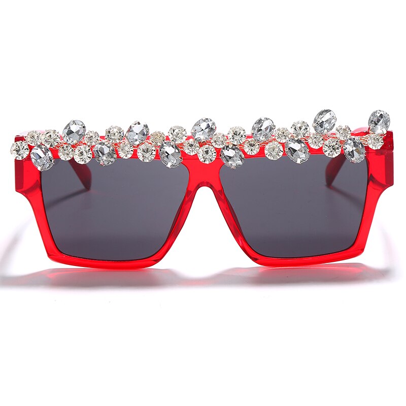 Oversized Square Diamond Sunglasses Women Luxury Brand Fashion Rhinestone Sunglasses Men One Piece Punk Gafas Shades Glasses