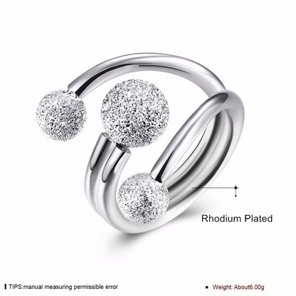 Abstract Design Ball Adjustable Rings for Women Silver Color Party Jewelry Gift Ideas for Mom (JewelOra RI102206)