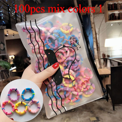 50/100pcs/Set Girls Colorful Nylon Small Elastic Hair Bands Children Ponytail Holder Scrunchie Headband Kids Hair Accessories