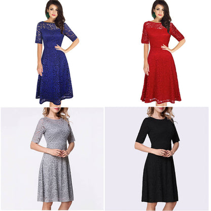 Vintage Party Dress Lace Half Sleeve Dress Women Plus Size Dress 2020 Fashion Dress