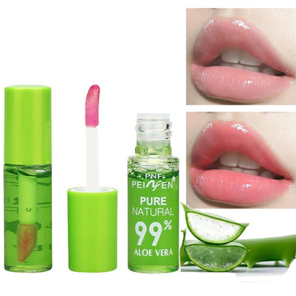 1PCS Moisturizing Natural Aloe Essence Lip Gloss Changable Color Portable Waterproof Long Lasting Nutritious Lips Care Lipstick