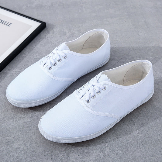 Little white shoes men and women canvas shoe Artistic Gymnastics dance Performance shoes White ball shoes morning exercises Martial arts shoes nurse work White cloth shoes