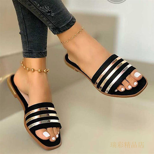 Summer   flat   bottom   plus   size   43   slippers   sandals   women   shoes
