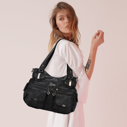 KL928 PU Leather Women Shoulder Bag Luxury Designer Tote Handbags Messenger Crossbody Bags Women's Large Capacity Shoulder Purse
