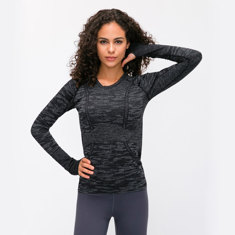 Nepoagym OCEAN Women Yoga Seamless Top Super Soft Long Sleeve Shirt Stretchy Workout Tops Sports Wear for Women Gym