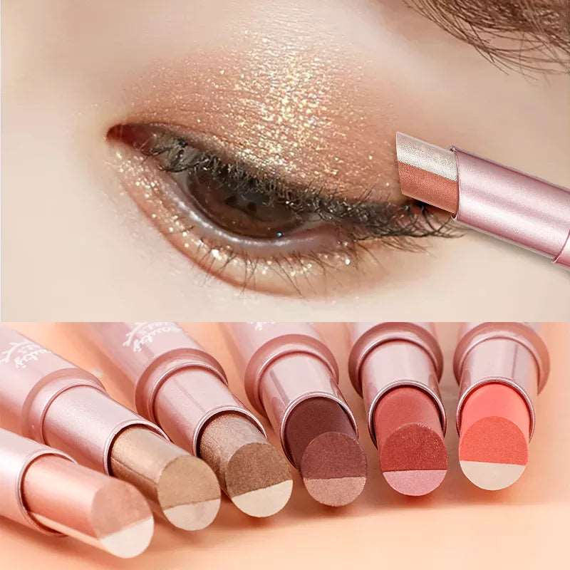 2022New Quality Double Color Gradient Eye Shadow Stick Matte Eyeshadow Waterproof Bicolor Shimmer Cosmetics Beauty Makeup Tool