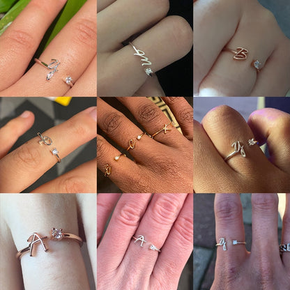 Exquisite Simple Initial Letter Rings For Women Stackable Name Stainless Steel Ring Couple Jewelry Wholesale BFF Gift For Sister