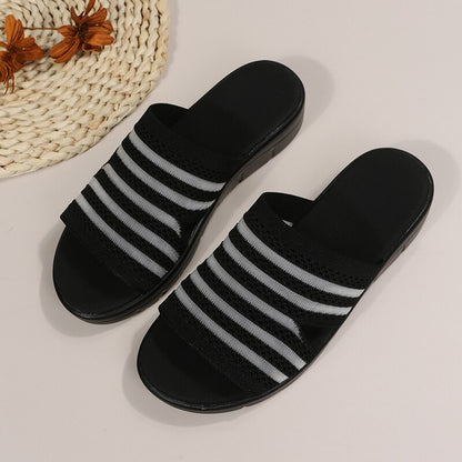 Slippers Women&#39;s 2022 Summer New Fashion Open-toe Hollow Round Head Flip-flops Flat Bottom Gray Fish Mouth Wedge Sandalias Mujer