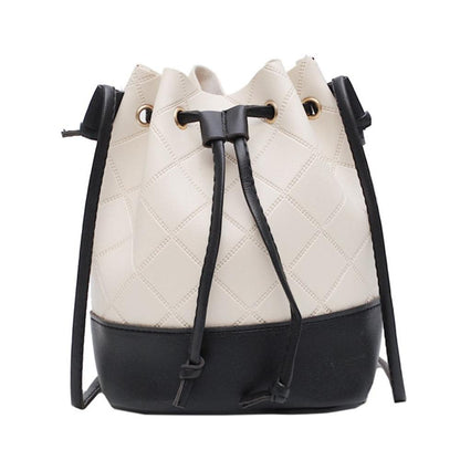 All-Match Drawstring Shoulder Bag Female Women Small Bucket Bag Ladies Handbag Retro Messenger Bag Vintage Tassel
