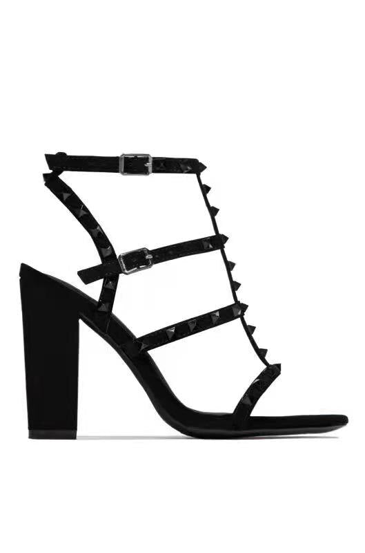 Summer New High Heels Studs Fashion Designer Open Toe Gladiator Sandals Sexy Buckle White Ladies Roman Sandals Plus Size 43