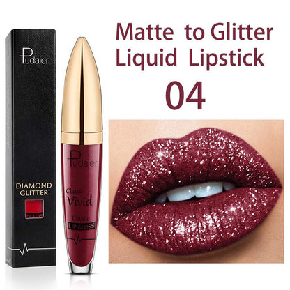 18 Colors Shiny Lip Gloss for Women Long Lasting Matte Glitter Liquid Lipstick Diamond Shiny Lip Gloss Waterproof Lip Makeup