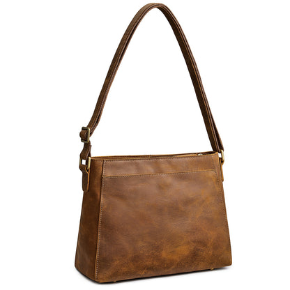 S-ZONE Medium Women Vintage Genuine Leather Crossbody Bag Shoulder Purse Handbag
