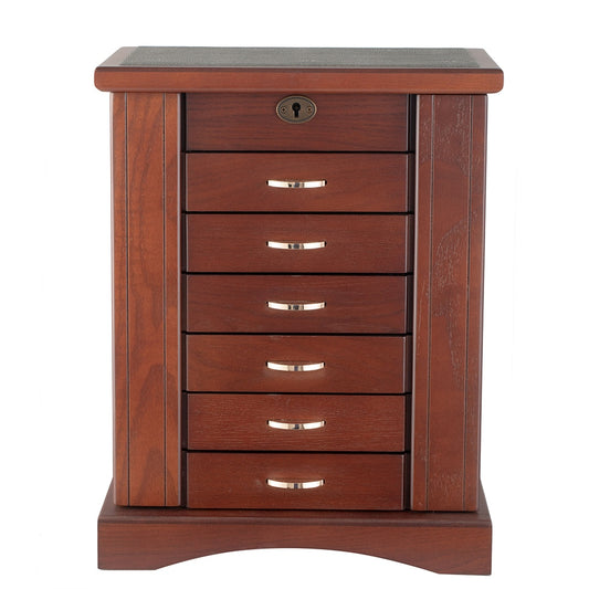 ROWLING Fashion Large Classic Wooden Storage Boxes&amp;Bins Luxury Jewellery Box Earring Bracelets Organizer 6 Drawers Mirror MG010