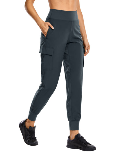 SYROKAN Women&#39;s Stretch Casual Pants Drawstring Jogger Travel Lounge Sweatpants with Zipper Pockets-28 inches